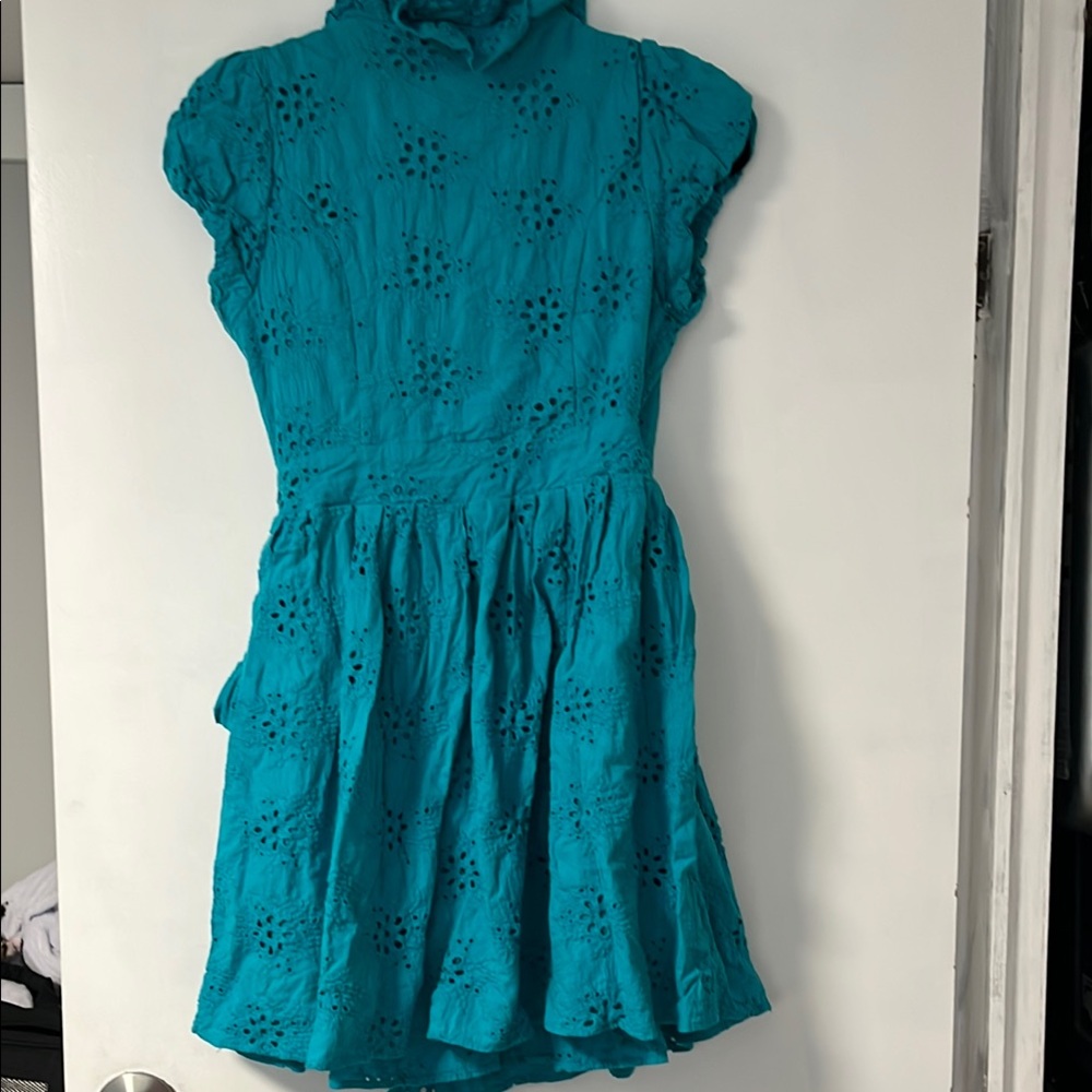 Blue Ruffled Wrap Sundress - Picture 5 of 9